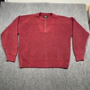 REDHEAD Mens Burgundy Knit Henley‎ Sweater 3XL Long Sleeve Pullover